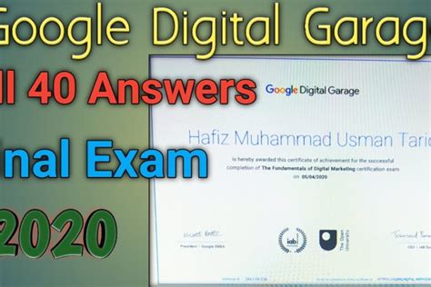 Google Digital Marketing Garage Certification Final Exam Answers