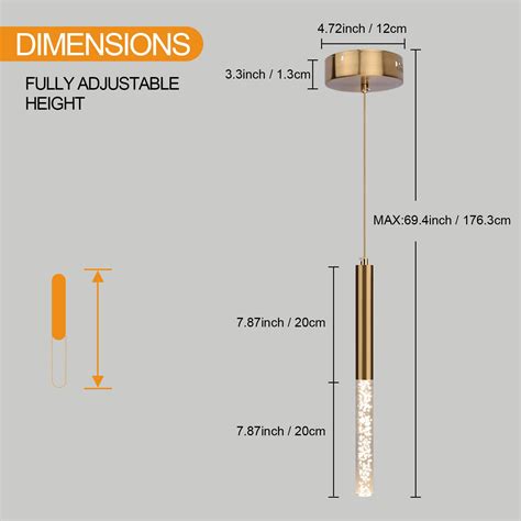 Aoceley Pendant Lights Led Pendant Lights 2 Pack Pendant Light Crystal Column Pendant Light