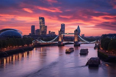 Premium Ai Image Tower Bridge And City Of London Skyline At Sunset Uk