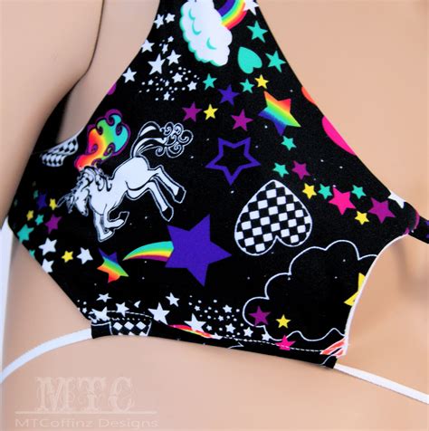 Rave Top Rainbow Unicorn Bikini Neon UV Reactive S EDM Etsy