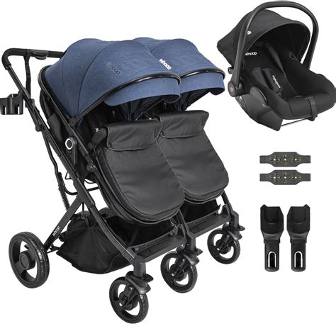 Carrinho Para Gêmeos Com Bebê Conforto - Carrinho Kiddo para Gemeos com Bebe Conforto Vox II Marinho - Maçã ...