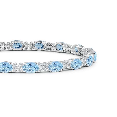 Oval Aquamarine Tennis Bracelet With Diamonds Angara