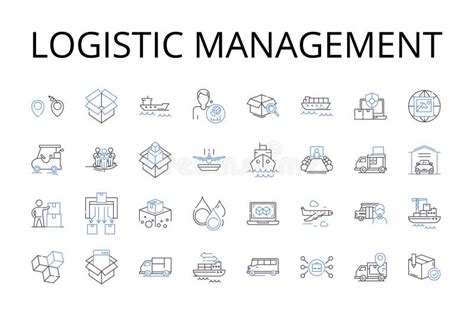 Logistic Management Line Icons Collection Supply Chain Distribution Plan Shipping Strategy