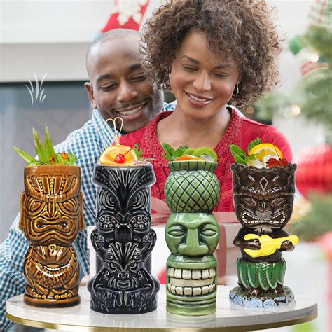 Tiki Glasses For Cocktails Tiki Mugs Set Of 4 Ceramic Tiki Party Cups Bar Decor Creative Tiki