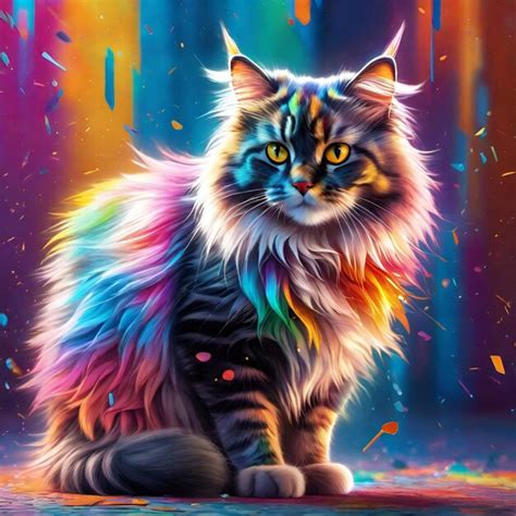 Colorful Cat Premium Ai Generated Image