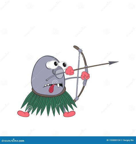 Cartoon Aboriginal Man Dances In A National Costume On The Seashore ...