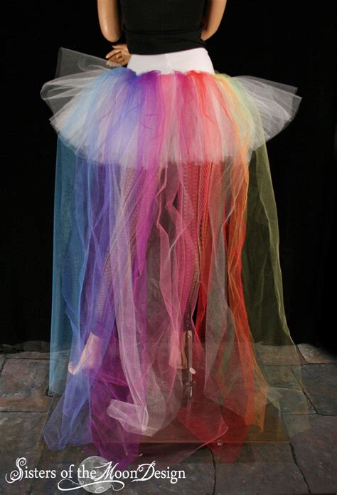 White Rainbow Bustle Adult Tutu Tulle Skirt High Low Pride Bride