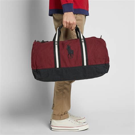 Polo Ralph Lauren Canvas Polo Player Logo Duffel Bag Wine End Au