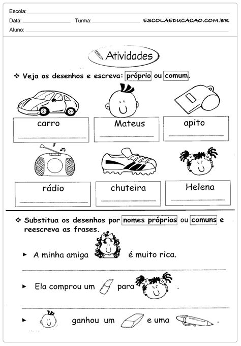 Atividades De Portugu S Ano Pr Prio Ou Comum Escola Educa O