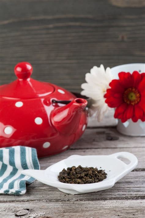 Polka Dot Red Tea Pot Stock Image Image Of Teapot Daisy 76621893