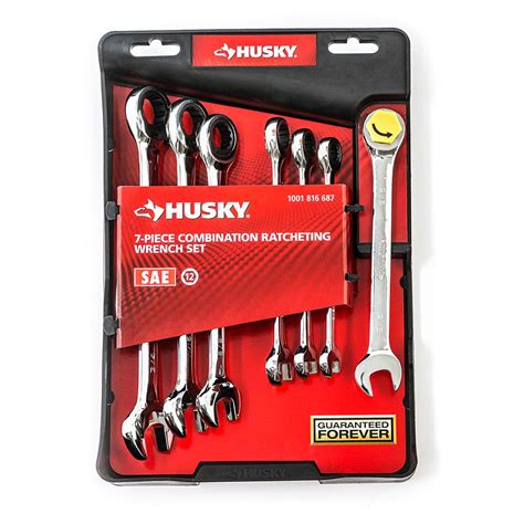 Husky Sae Combo Ratcheting Wrench Set Piece Hrw Pcsaep The Home Depot