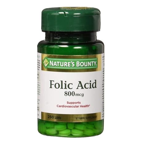 Natures Bounty Folic Acid Mcg Tablets Maximum Strength Ea