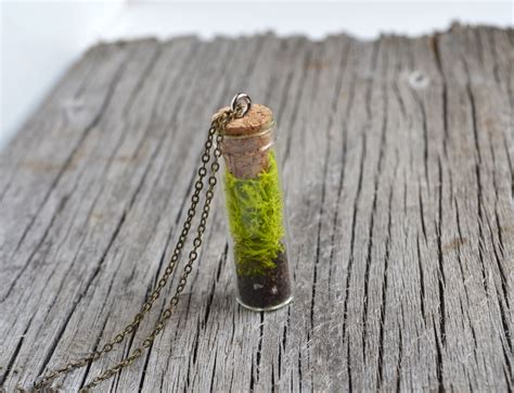 Moss Necklace Nature Lover Gift Vial Necklace Plant Jewelry