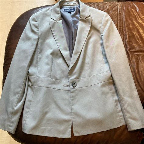 Grey Herringbone Evan Picone Suit Jacket Womens Depop