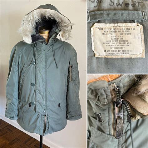 1975 Usaf N 3b Parka Extreme Cold Weather Snorkel Synthetic Fur Hood 70s Military Vietnam War