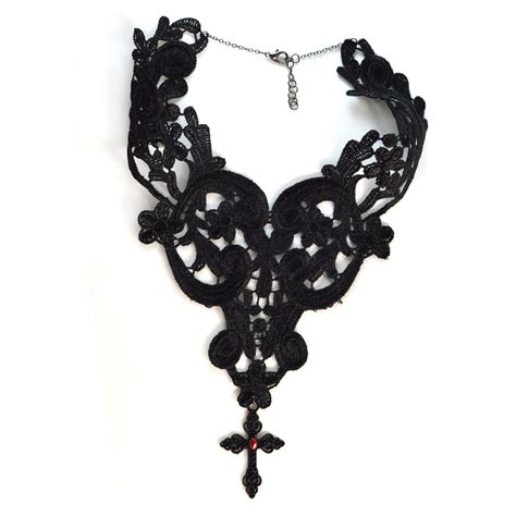 Gothic Cross Necklace - Black and Red - Twisted Pixies