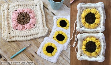 Sunflowers Afghan Square - Free Pattern Available - Simple Crochet Ideas