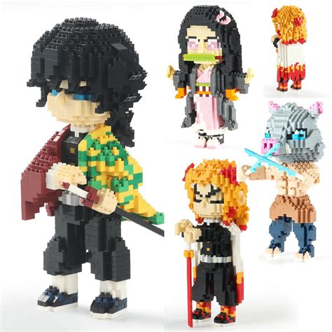 Anime Demon Slayer Brickheadz Tanjiro Kamado Figure Building Hashibira Inosuke Mini Building