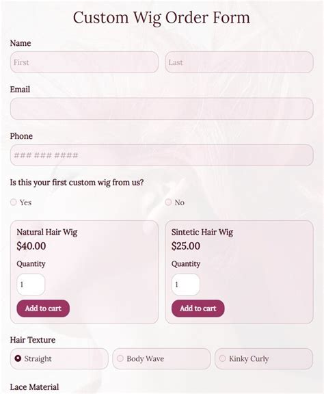 Online Custom Wig Order Form Template 123formbuilder