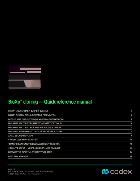 Pdf Bioxp Cloning Quick Reference Manual Prepare Your Cloning