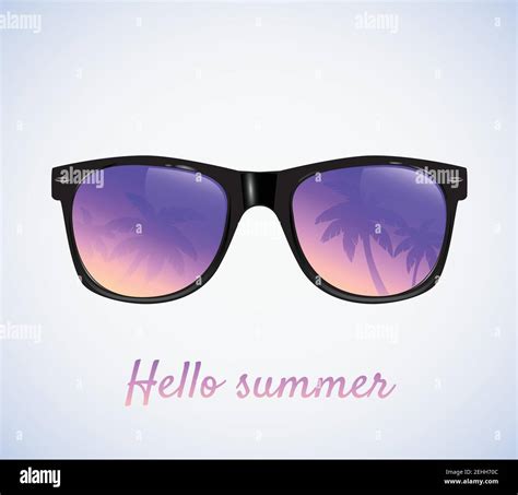 Sunglasses With Palms Reflection Vector Illustration Stock Vector Image And Art Alamy