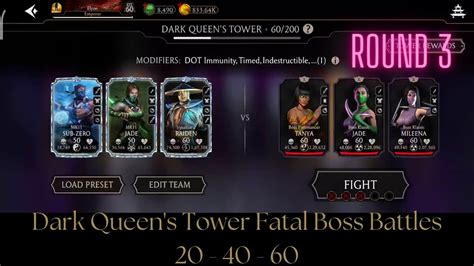 Dark Queen S Fatal Tower Boss Battles 20 40 60 Round 3 Rewards MK