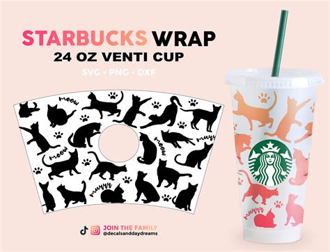 Cats Starbucks Cup SVG Cat Starbucks Svg Cat Mom Starbucks Etsy