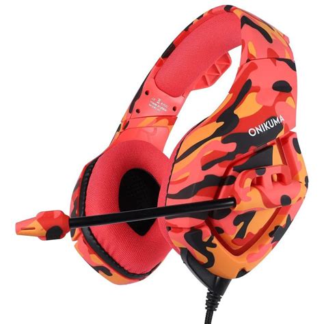 Fone De Ouvido Headset Gamer Onikuma K B Camuflado Vermelho