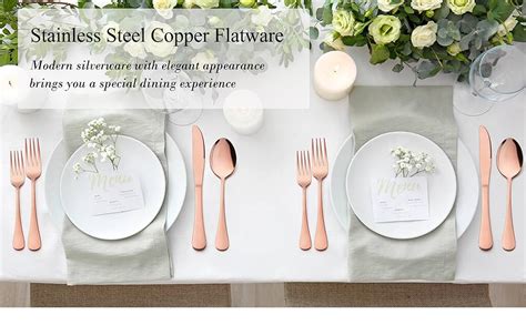 Lianyu 48 Piece Copper Silverware Set With Steak Knives And