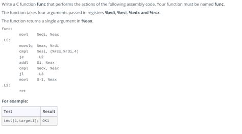 Solved Write A C Function Func That Performs The Actions Of