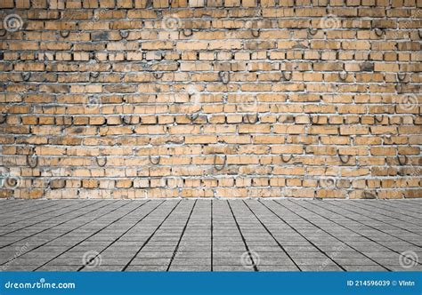 Empty Room With Bricks Wall And Tiled Floor Stock Image Image Of Wall