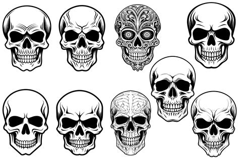 9 X B W Skull Clipart Bundle Graphic By Illustrately · Creative Fabrica