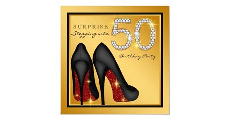 Womans Surprise 50th Birthday Party Invitation