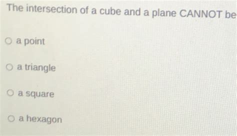 Solved The Intersection Of A Cube And A Plane Cannot Be A Point A