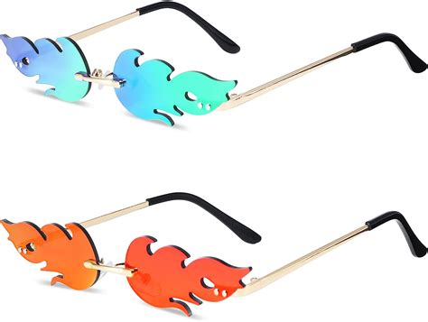 Tagaremuser 2 Stück Flammen Sonnenbrille Flammen Brillen Lustige