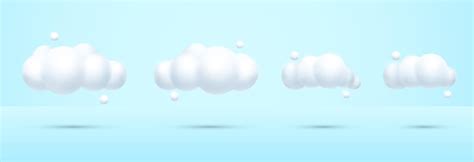 Premium Vector White 3d Realistic Clouds Set Isolated On A Blue