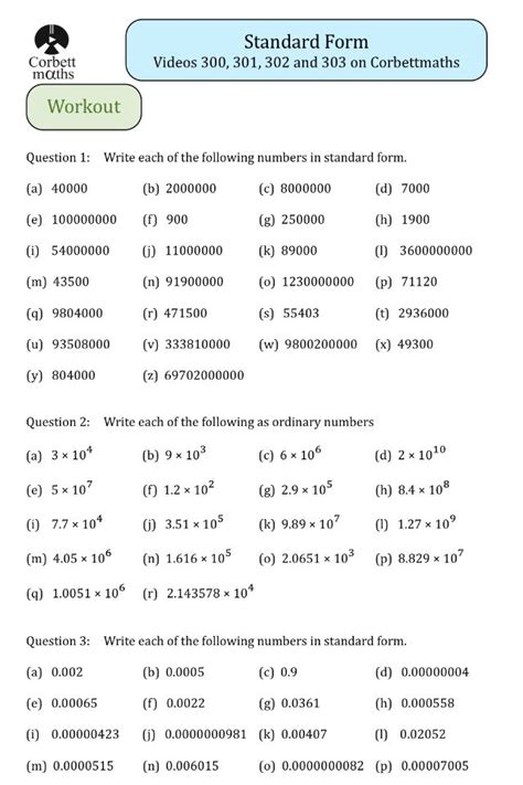 Corbettmaths On Twitter New Textbook Exercise Standard Form Https