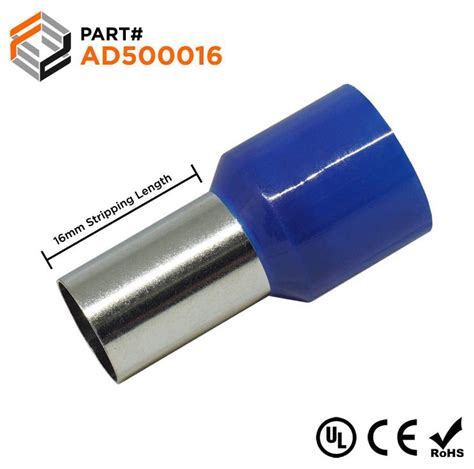 Ad500016 1 Awg 16mm Pin Insulated Ferrules Blue Ferrules Direct