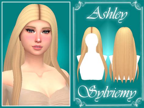 Sims 4 — Ashley Hairstyle By Sylviemy — New Mesh Maxis Match 18 Swatches All Lods Base Game