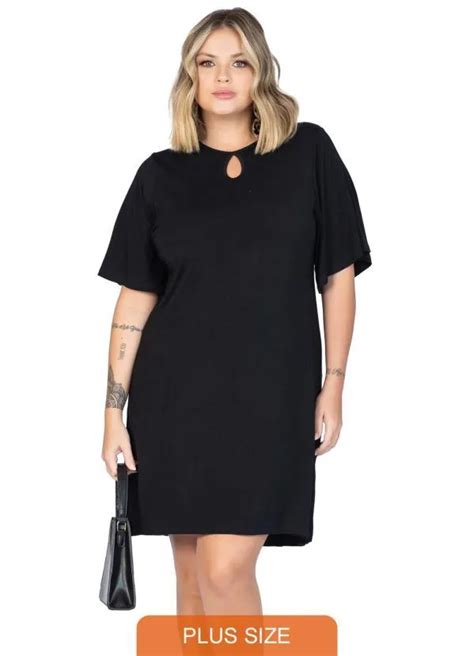 Vestido Feminino Plus Size Ariel Preto Miss Masy Plus