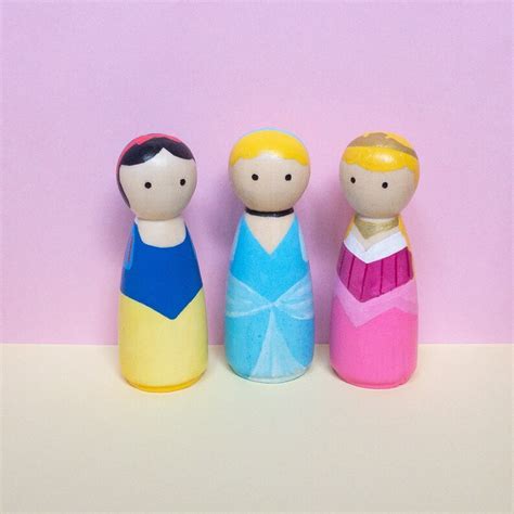 Princess Peg Dolls Wooden Peg Dolls Hand Painted Dolls Etsy