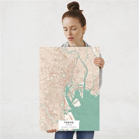 Plakat Metalowy Mapa Vintage Tokio L Murrano