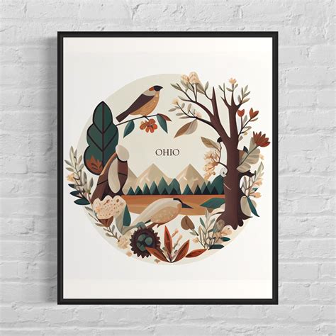 Ohio Art Print Ohio Vintage Poster Artwork, Ohio Retro Wall Art Animal Print - Etsy