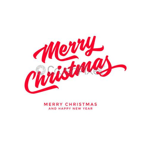 Red Merry Christmas Text Calligraphic Lettering Design Card Template