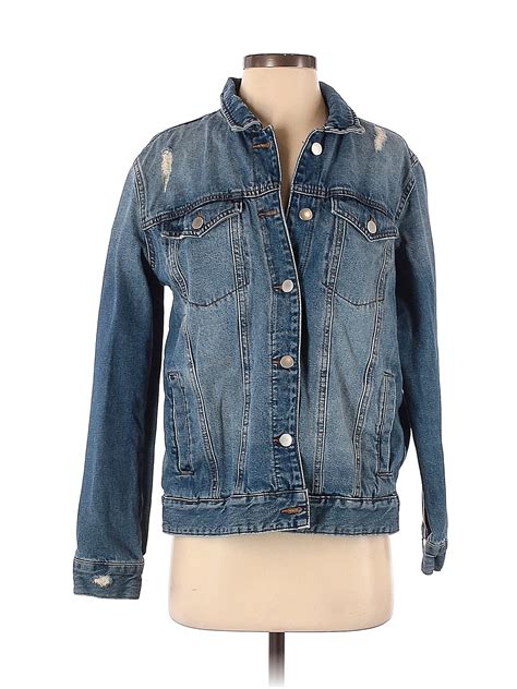 Abound 100 Cotton Solid Blue Denim Jacket Size S 54 Off Thredup