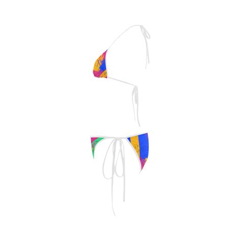 Groovy Paint Brush Strokes With Music Notes Custom Bikini Swimsuit Id D