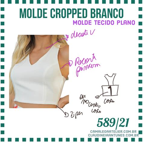 Molde Cropped Branco 589 21 Camaleoa Atelier De Costura