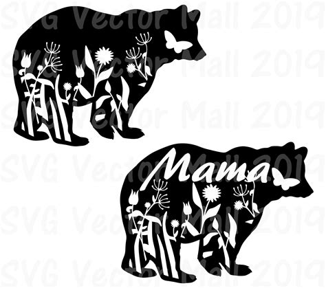 Mama Bear Svg Bear Svg Clip Art Mama Bear Clipart Bear Silhouette Bear Vector Digital