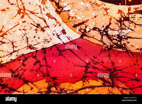 Abstraction Hot Batik Background Orange And Red Texture Handmade On Silk Abstract Surrealism
