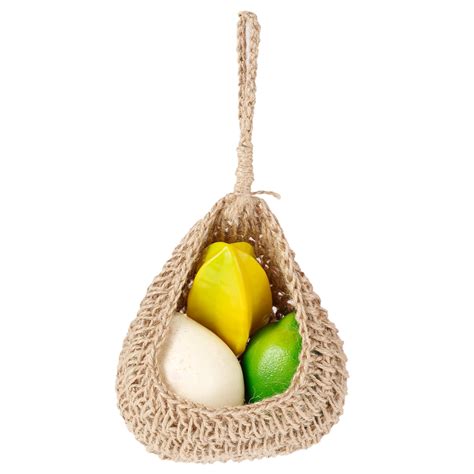 Austok Hanging Wall Vegetable Fruit Baskets,Hemp Rope Hanging Basket Wall planters Teardrop ...